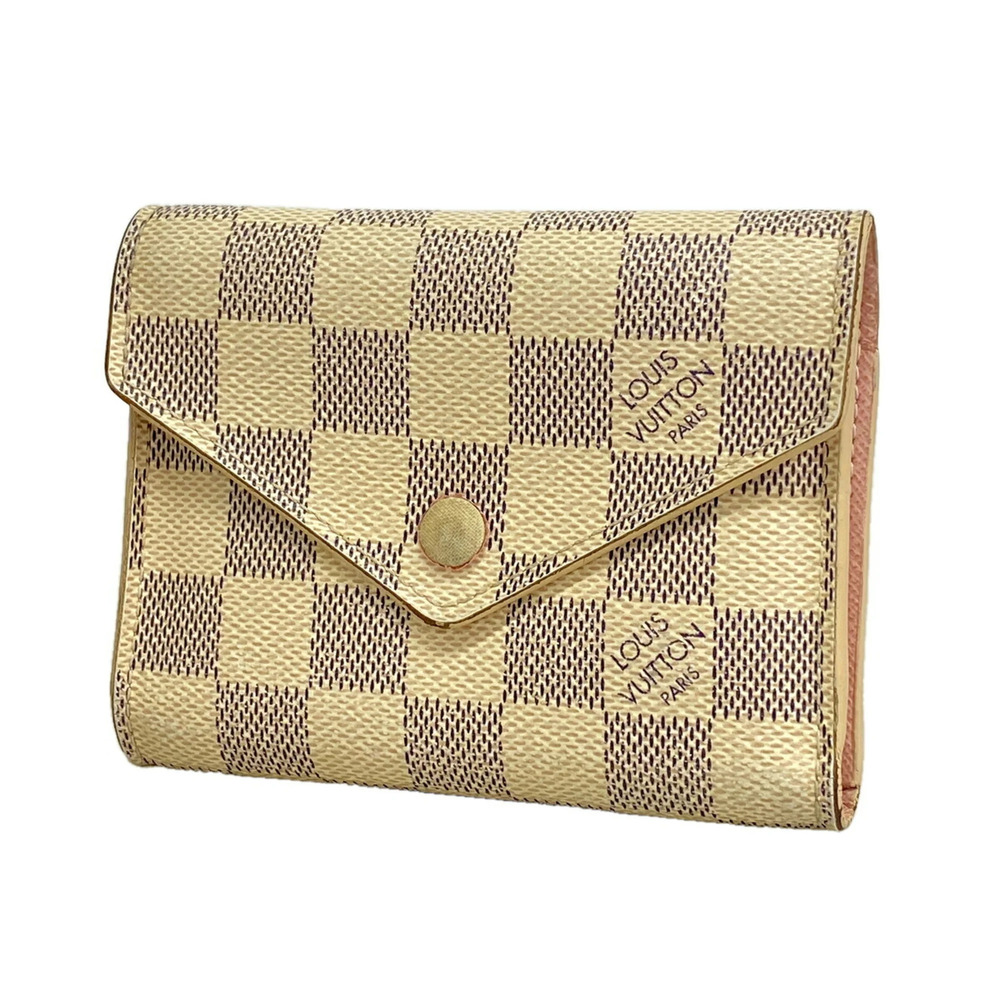 Louis Vuitton Tri-fold Wallet Damier Azur Portefeuille Victorine N64022 White...